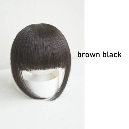 sengpan Synthetic Fake Hair Bangs Hair Clips For Extensions Natural Straigth Black Invisible Wig Women Natural Neat Hair Bang