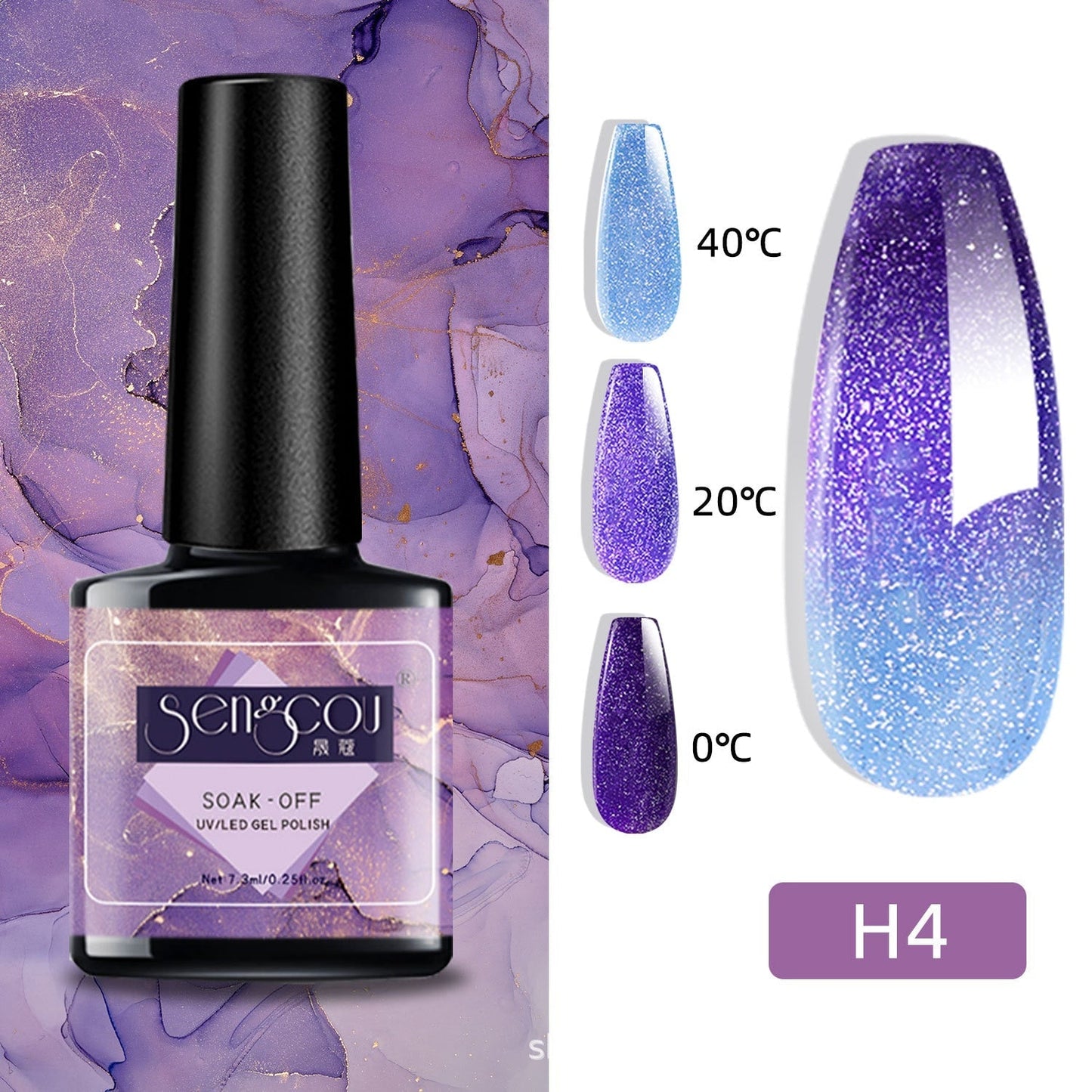 sengpan 7.3ml Thermal Gel Polish More Colors Temperature Color Changing Glitter UV Gel Varnish Soak Off UV LED Gel Lacquers Nail Polish