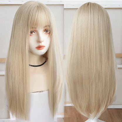 sengpan synthetic long straight hair women's wig silver gradient gray wig cosplay lolita bangs wig party wig