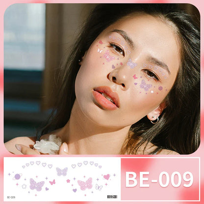 sengpan Personality Face Tattoo Sticker Print Tattoo Sticker Beauty Color Freckle Face Fashion Fake Tattoo Waterproof Party Sticker