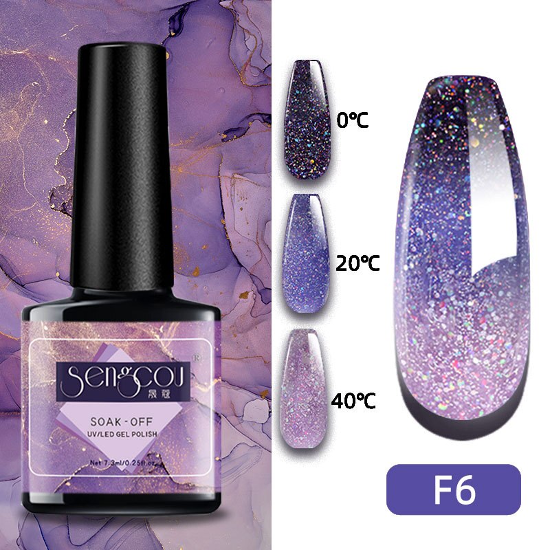 sengpan 7.3ml Thermal Gel Polish More Colors Temperature Color Changing Glitter UV Gel Varnish Soak Off UV LED Gel Lacquers Nail Polish