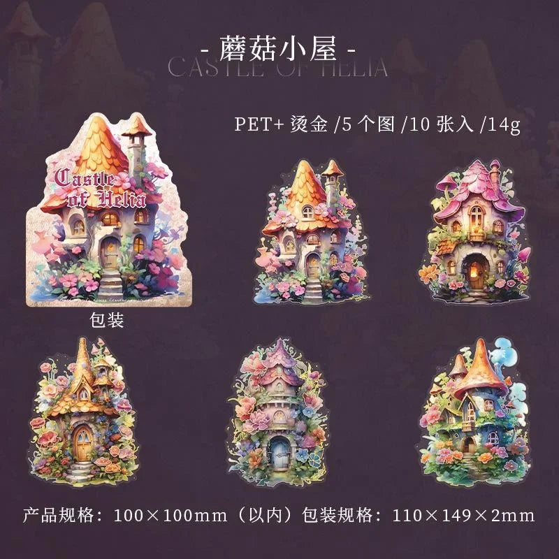 sengpan 10 Pcs/bag Gothic Castles Witch Halloween Pumpkin Transparent Stickers DIY Decorative Junk Journal Diary Scrapbook Materials