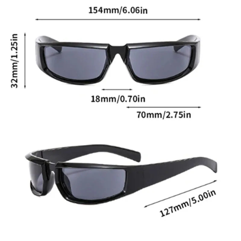 Lianfudai New Y2k Rectangular Sunglasses Men Women Fashion Wrap Round Mirror Sports Shades Eyewear Brand Designer UV400 Sun Glasses