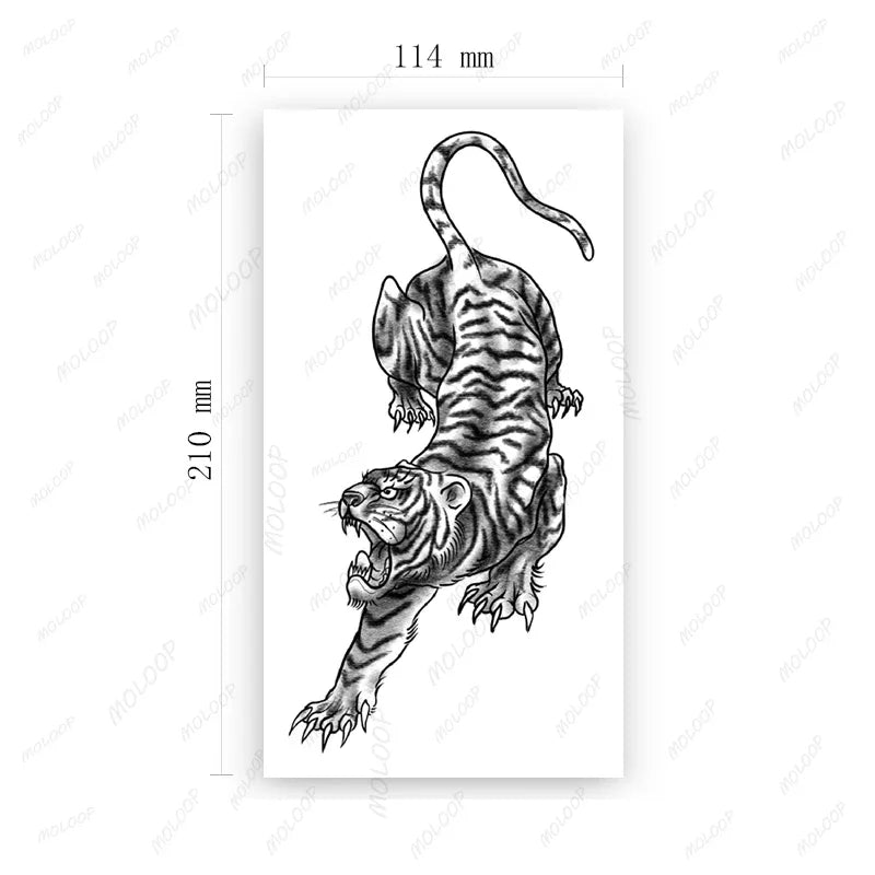 sengpan Waterproof Temporary Tattoo Sticker Black Realistic Tiger Line Totem Design Fake Tattoos Flash Tatoos Arm Body Art for Women Men