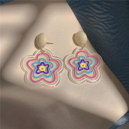 sengpan Y2K Acrylic Resin Star Drop Earrings for Women Girls Cute Romantic Pentagram Pendant Earrings Trendy Jewelry Accessories Mujer