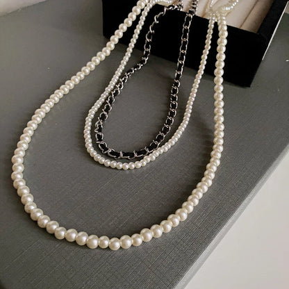 sengpan French Round Long Multi Layered Pearl Necklaces Temperament Collar Chain Sweater Chain Luxury Necklace for Women