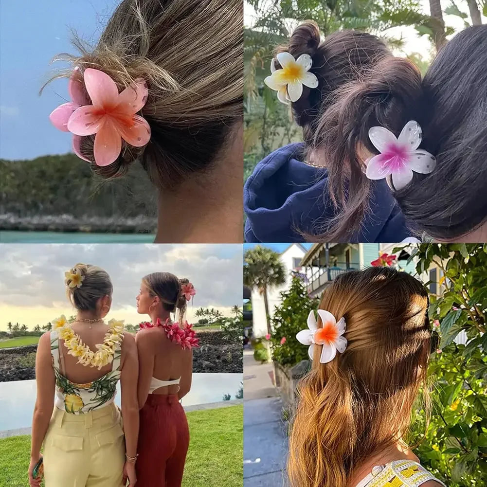 sengpan New Gradient Large Flower Acrylic Hair Clip for Women Sweet Hairpins Hair Claws Crab Clamp Barrettes Hawaiian Hair Accessories