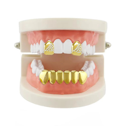 sengpan Single Hip Hop Teeth Grillz Fashion Rhinestones Gold Color Removable Grills Dental Mouth Punk Teeth Caps Jewelry Gift