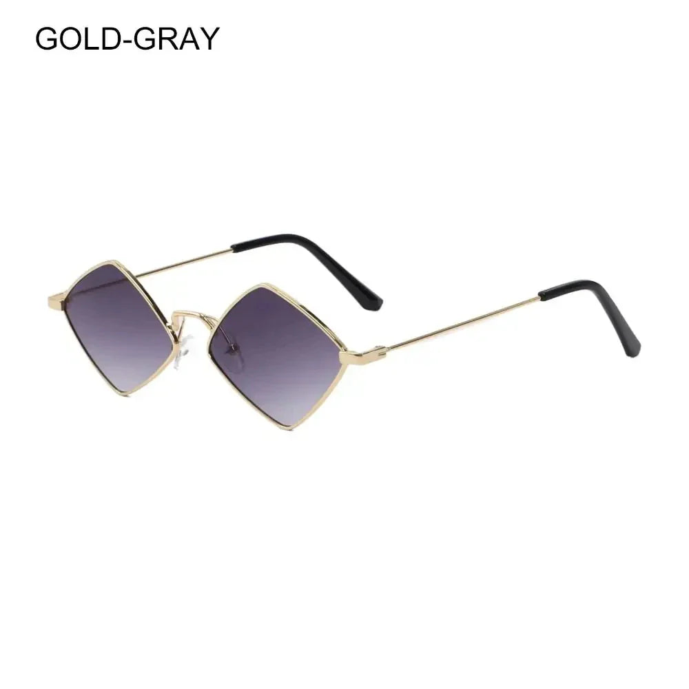 sengpan Summer Women Sunglasses Irregular Vintage Small Frame Rhombus Ladies Sunglasses Shades Retro Alloy Eyewear Black