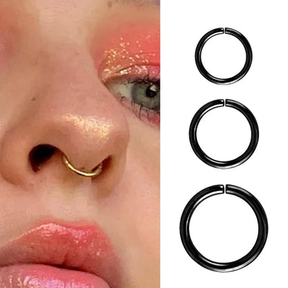 sengpan 3pcs Round Shaped Fake Nose Ring Hoop Septum Rings Stainless Steel Nose Fake Piercing Oreja Pircing Jewelry Nose Ring Piercing