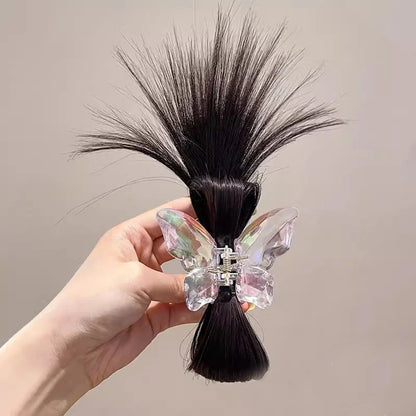 sengpan Women Half-tie Hair Claw Feather Shuttlecock Head Lazy Meatball Head Crab Clip Wig Catch Clip High Ponytail Hair Accessories