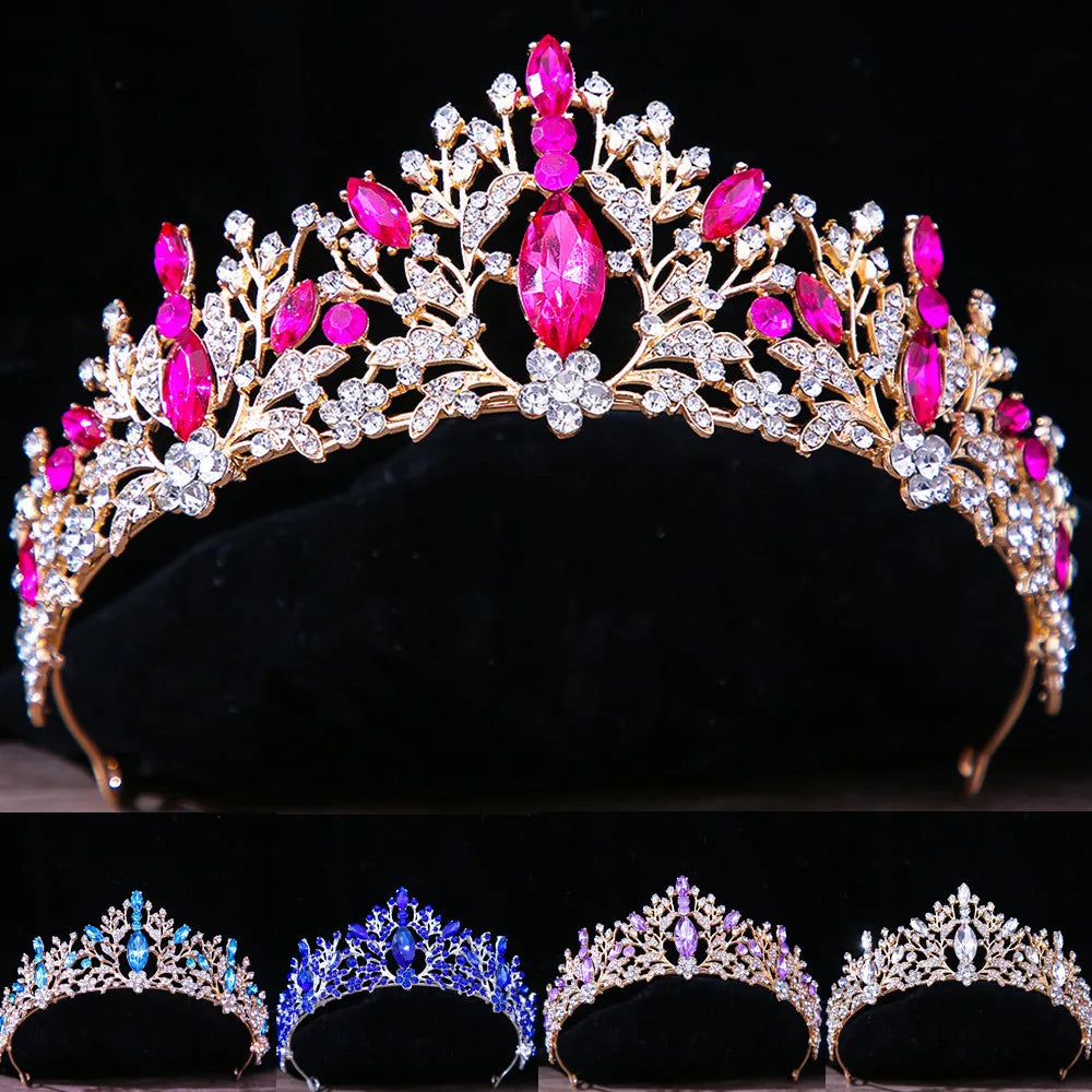 sengpan Baroque Vintage Princess Queen Bridal Crown Headwear Crystal Tiara For Women Wedding Crown Hair Dress Accessories Jewelry