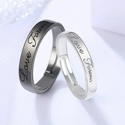 sengpan 2PCS Black White Lozenge Couple Rings Set Open Adjustable Ring Eachother Lovers Minimalist Ring Gift Wedding Rings Bride Jewlery