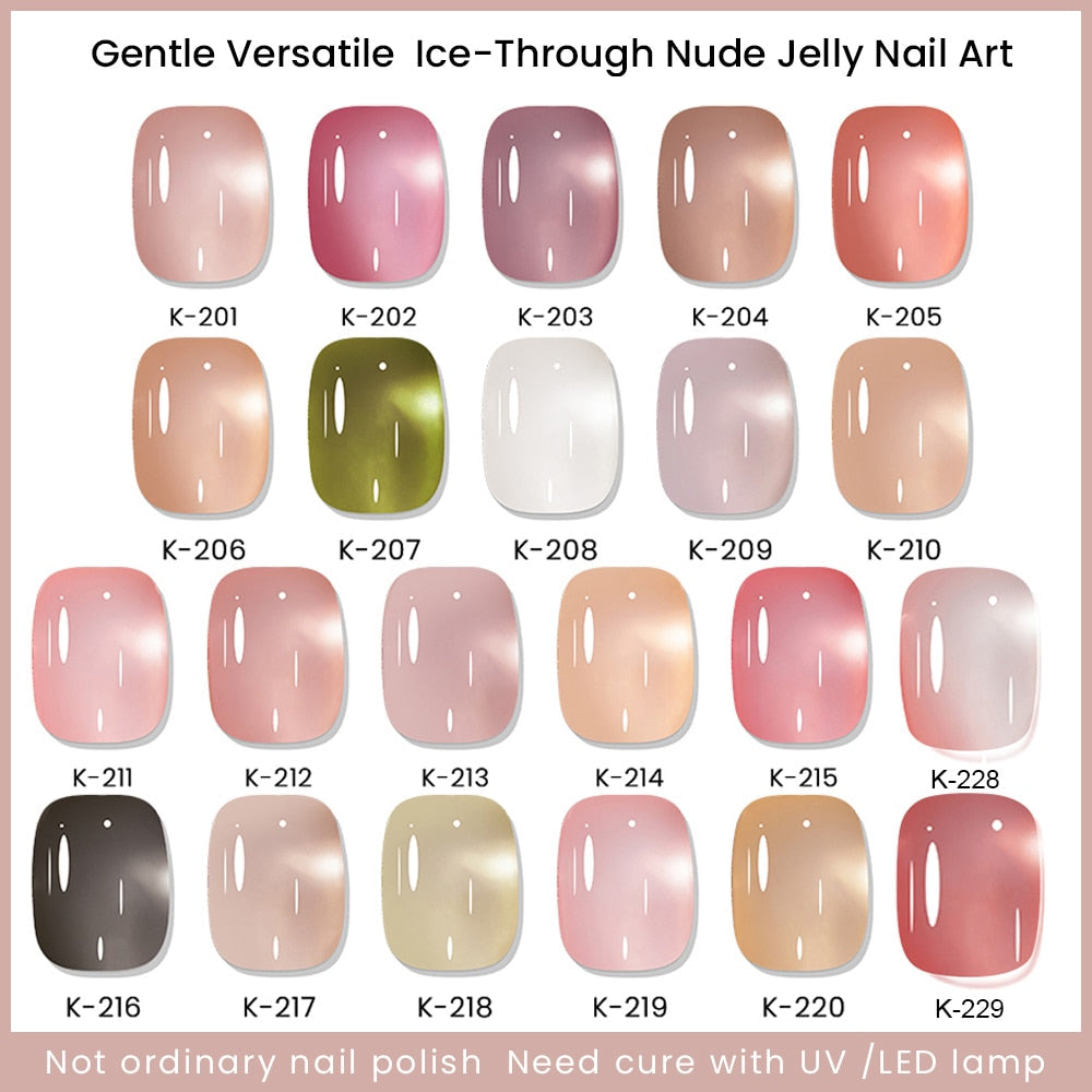 sengpan Nail Gel Polish 12ml Translucent Nude Jelly Gel Nail Polish Semi Permanent Soak Off UV LED Gel Varnish Nail Art Manicure