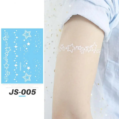 sengpan White Lace Henna Tattoo Butterfly Feather Fake Temporary Tattoos Women Summer Style Henna Design Stickers Body Art Party Wedding