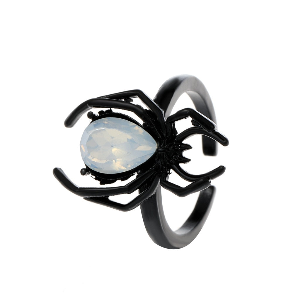 sengpan Creative Gothic Black Spider Animal Rings Funny Halloween Party Octopus Wizard Hat Ghost Pumpkins Finger Rings Halloween Jewelry