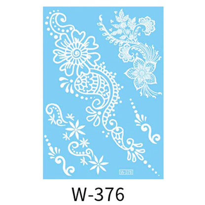 sengpan White Henna Lace Temporary Tattoos For Women Henna Design Stickers for Hand Hena Tattoo Waterproof Wedding Decoration