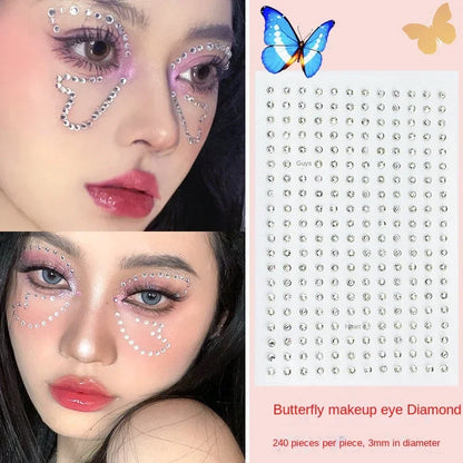 sengpan Acrylic Face Makeup Diamond Stickers Festival DIY Body Crystal Gems Tattoos Rhinestones Nail Art Decoration Eyeshadow Stickers