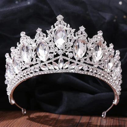 sengpan Bridal Headpiece Wedding Crown Gold Silver Color Rhinestone Crystal Diadem Queen Crown Princess Tiaras Wedding Hair Jewelry