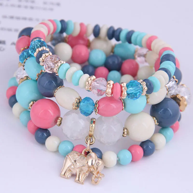 sengpan  Bohemian White Crystal Beads Strand Bracelets For Women Girls Ethnic Tree Of Life Charm Wrap Bracelet Pulseira Feminina