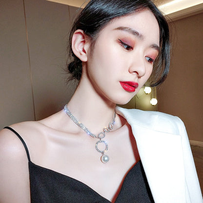 sengpan New Fashion Personality Geometric Modelling European Style Net Red Neck Ornaments Short Clavicle Chain Necklace Women