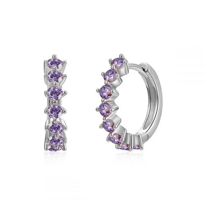 sengpan Violet Cubic Zirconia Hoop Dangle Earrings For Women Fashion Gold Plated Earring Set 2024 Jewelry Accessories Wholesale