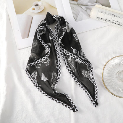 sengpan Bohemia Butterfly Print Hair Scarf Bandana Elastic Daisy Hair Band Triangle Scarf Kerchief Women Girl Hair Accessories