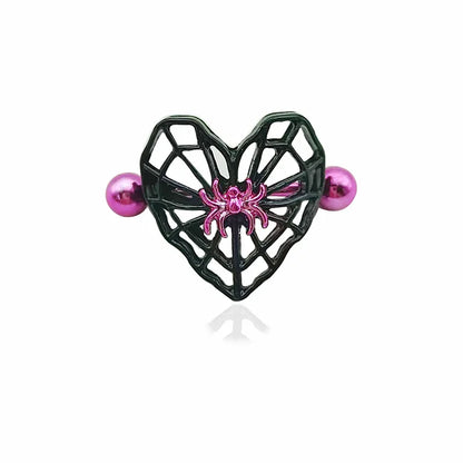 sengpan Cute Peach Heart Spider Web Nipple Piercing Two-color Electroplating Stainless Steel Nipple Ring Piercing Jewelry Wholesale