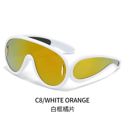 sengpan New Fashion One Piece Big Frame Goggles Oversized Oval Sunglasses Women Men Trendy Hip Hop Sun Glasses