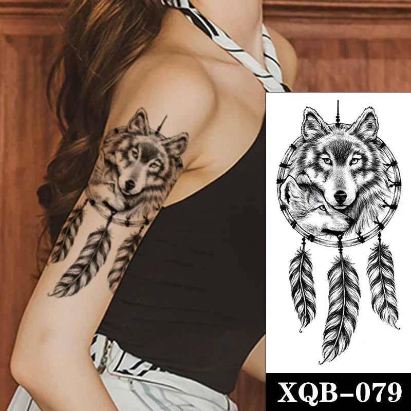 sengpan Waterproof Temporary Tattoo Sticker Black Realistic Tiger Line Totem Design Fake Tattoos Flash Tatoos Arm Body Art for Women Men