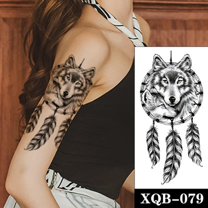 sengpan Waterproof Temporary Tattoo Sticker Black Realistic Tiger Line Totem Design Fake Tattoos Flash Tatoos Arm Body Art for Women Men