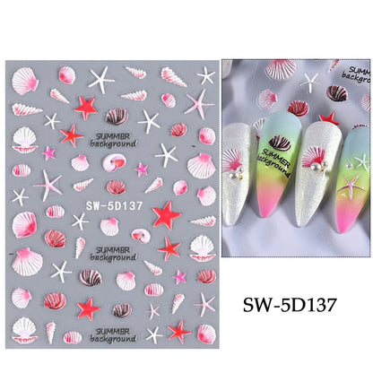 sengpan 5D Halloween Hand Bones Nail Art Sticker Flower Petal Engraved Slider Decal DIY Manicure Decoration Tips Nail Accessories Tools