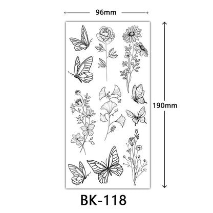 sengpan Black Flower Tattoo Stickers for Hand Arm Waterproof Temporary Tattoos for Women Butterfly Fake Tattoo Sleeve Tatoos Girls