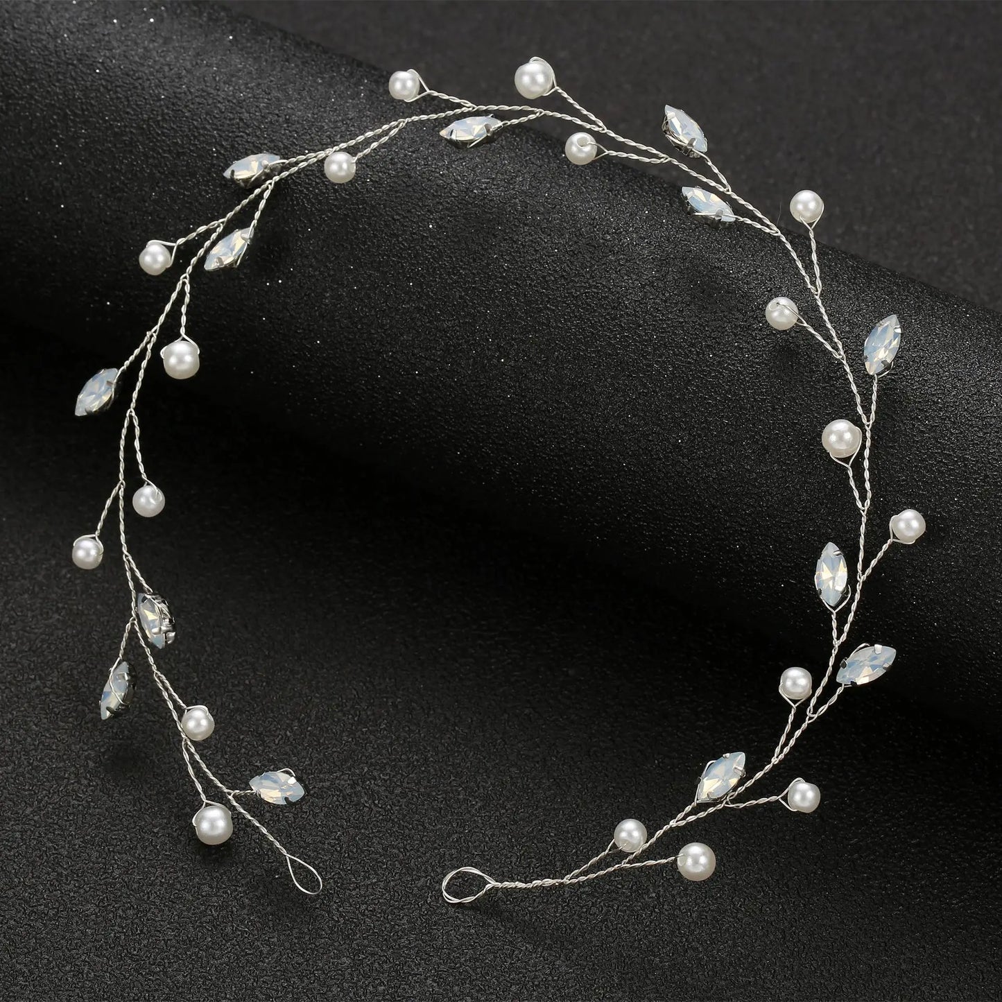 Lianfudai Elegant Women Hair Accessories Bridal Headband Crystal Pearl Hairband Head Ornament Ladies New Hair Jewelry For Wedding