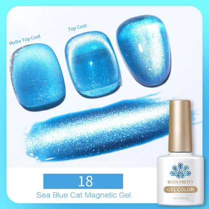 sengpan 10ml Double Light Reflective Glass Cat Magnetic Gel Sparkling Rainbow Color Gel Nail Polish Varnis Semi Permanent