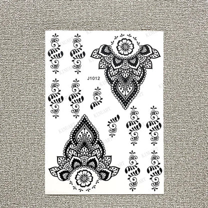 sengpan Black Henna Tattoo Stickers for Hands Temporary Tattoos Body Lace Tatoo Temporari Waterproof Fake Tattoo for Women Hena Tatoo