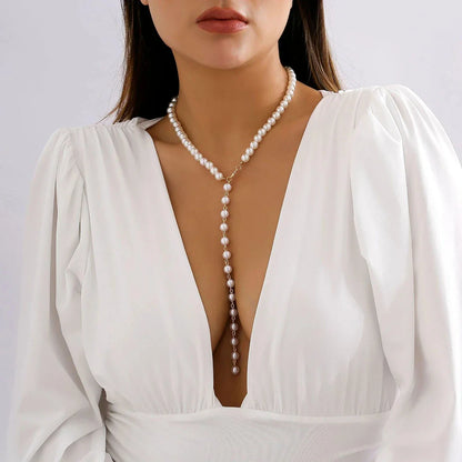 sengpan Multi-Layer White Imitation Pearl Necklace Bead  Chain Punk Ladies Wedding Short Clavicle Necklac Girl Charm Banquet Jewelry