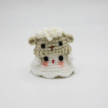 sengpan Creative Knitting Ghost Keychain Pendant Halloween Home Decoration Funny Handmade Crochet Ghost Doll Ornament Christmas Gifts