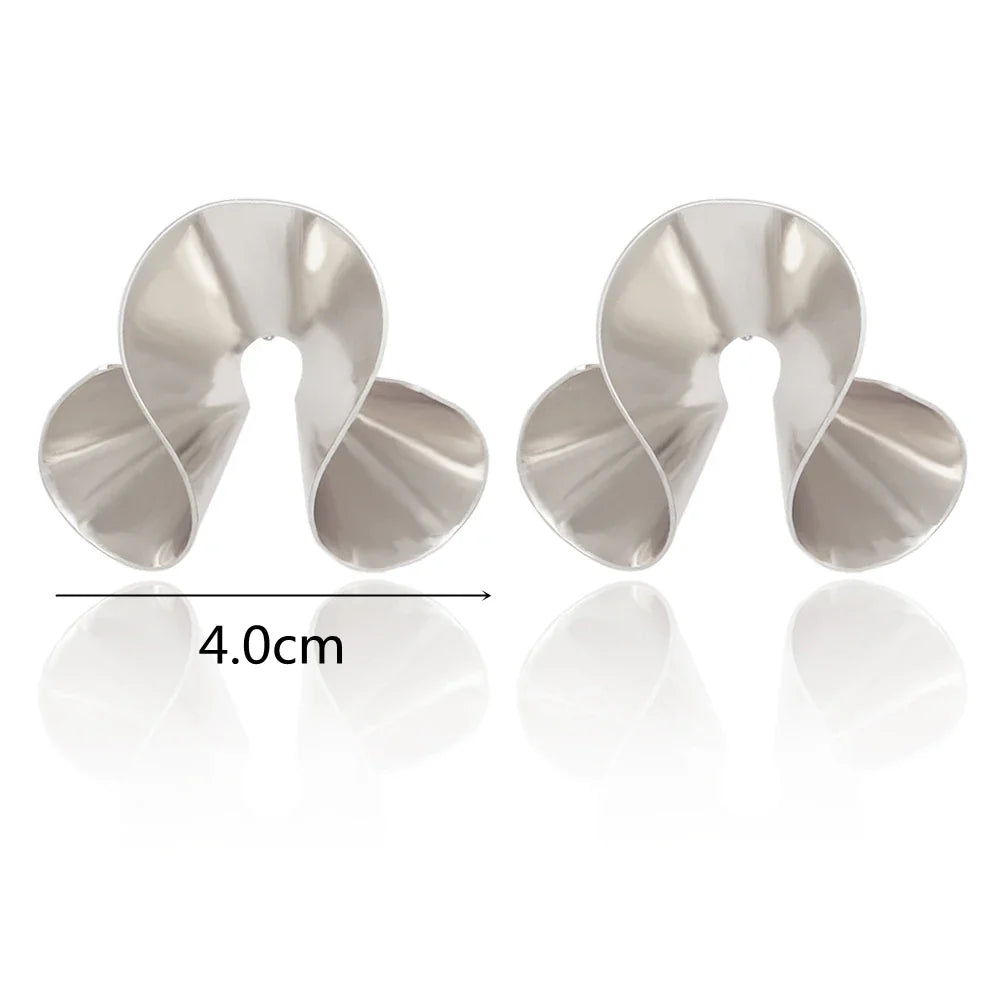 sengpan Hiphop Exaggerated Irregular Metal Dangle Earrings Spiral Twist Knot Geometry Round Smooth Rock Ear Brincos Jewelry Gift