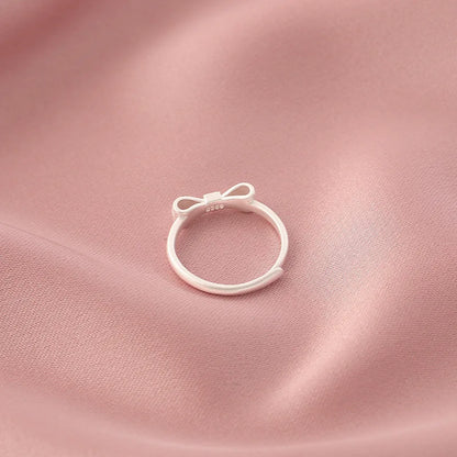 sengpan CLUB 925 Sterling Silver Ring For Women Jewelry String Bow Finger Open Vintage Handmade Ring Allergy For Party Birthday Gift