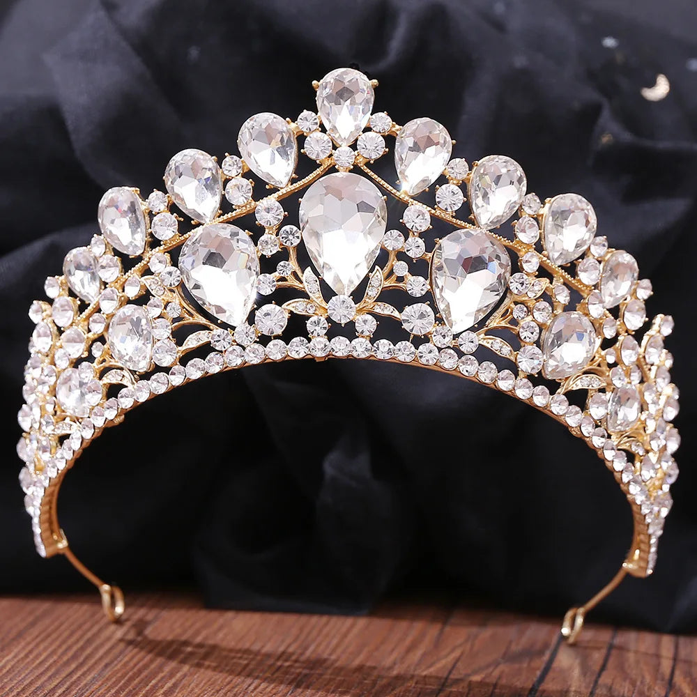 sengpan Baroque Crystal Rhinestones Wedding Crown Bridal Headdress Headwear Crown Bridal Party Crown Tiara Wedding Hair Accessories