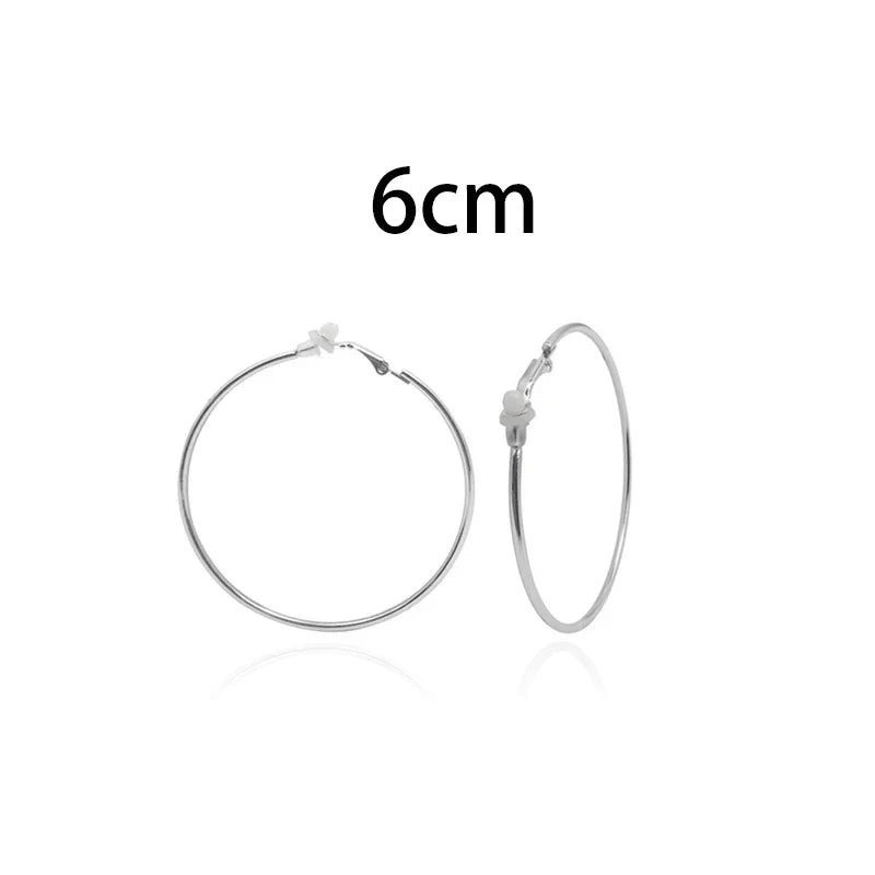 sengpan Round Circle Hoop Earrings Clip Without Piercing Women Gold Silver Stainless Steel Plating Rings Ear Clips Fashion Jewelry Gift