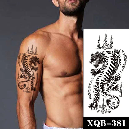 sengpan Waterproof Temporary Tattoo Sticker Black Realistic Tiger Line Totem Design Fake Tattoos Flash Tatoos Arm Body Art for Women Men