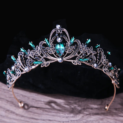 sengpan Baroque Luxury Girls AB Red Green Blue Crystal Bridal Wedding Tiara Crown Bride Queen Headbands Hair Jewelry Accessories