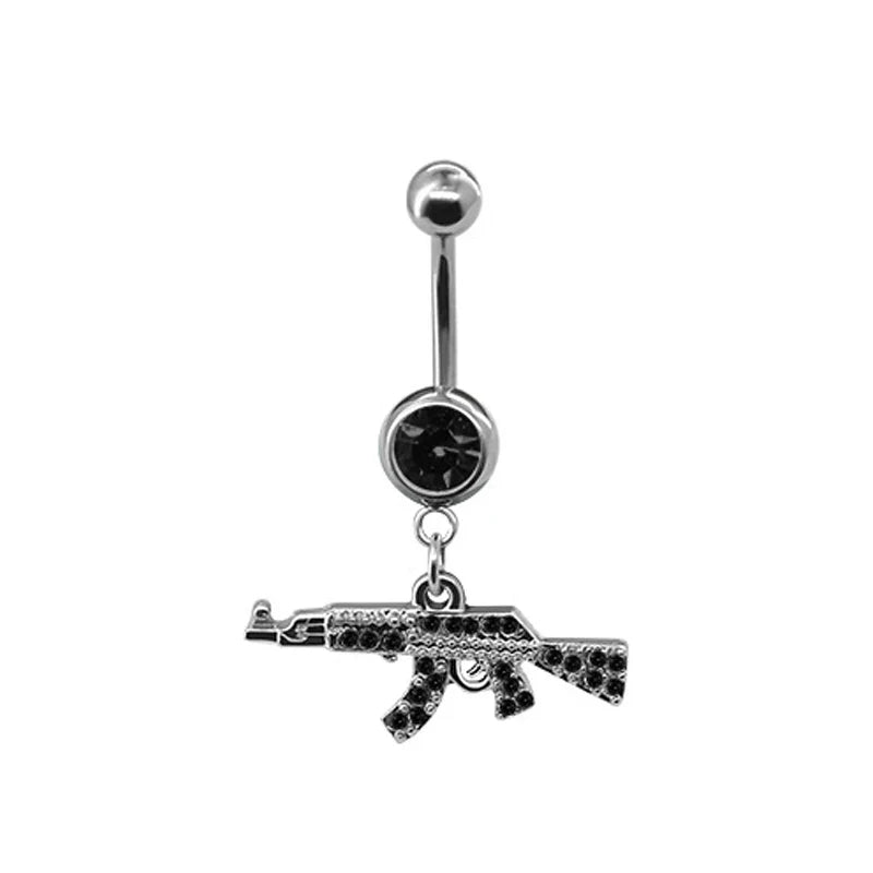 sengpan Belly Button Rings Gun Piercing Navel Ring Clear Gem Navel Button Ring Body Jewelry Ombligo Nail Belly Piercing for Women Girls