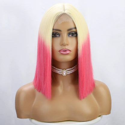 sengpan Red Bob Wig for Women Short Straight Middle Part Wigs Cosplay Party Synthetic Heat Resistant Fake Hair Shoulder Length Wig