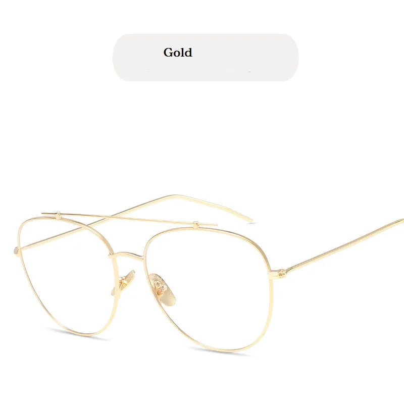 sengpan Fashion square frame vintage eyeglasses Men Oversized Metal Glasses frame Women Clear Lens Glasses Gold Optical Spectacle