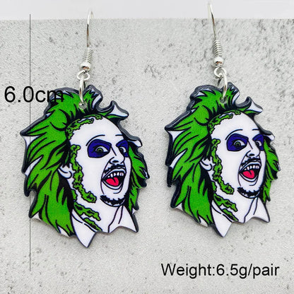 sengpan 19 kinds of Halloween Acrylic Earrings Christmas Night Horror Movie Cartoon Character Asymmetric Earring for Women Jewelry