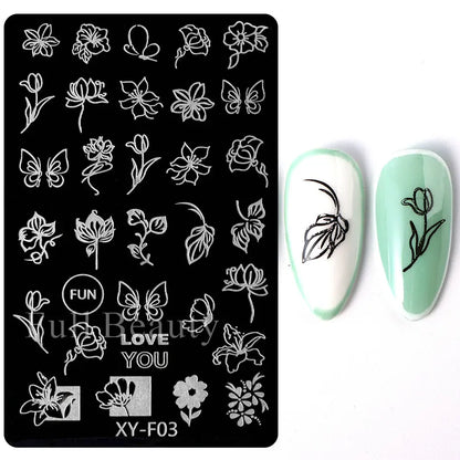 sengpan Spring Flowers Nail Stamping Plates Cherry Blossom Summer Daisy Floral Butterfly DIY Nail Design Image Stamp Templates Stencil