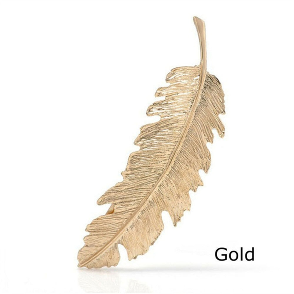 sengpan New Alloy Vintage Hair Clip Feather Leaf Shape Barrette Metal Hairpins For Women Lady Headwear Hair Accessories